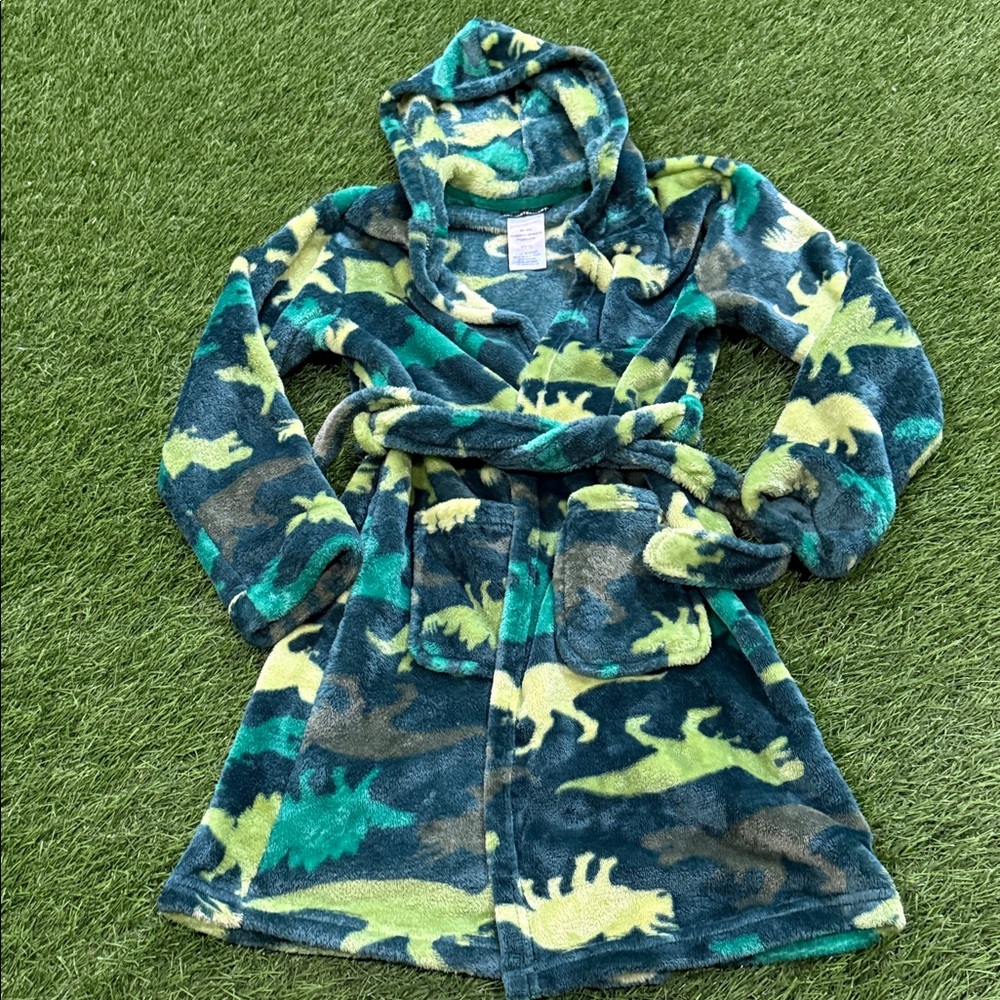 Boys ClimateSmart Dinosaur Print Fleece bathrobe